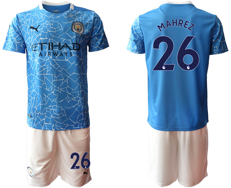 Men 2020-2021 club Manchester City home #26 blue Soccer Jerseys->->Soccer Club Jersey